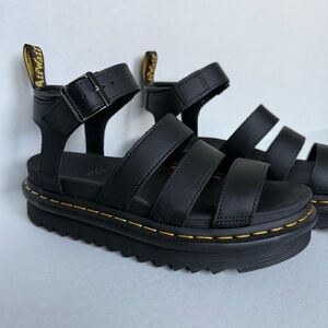 Dr. Martens Black Sandals with Yellow Stitching